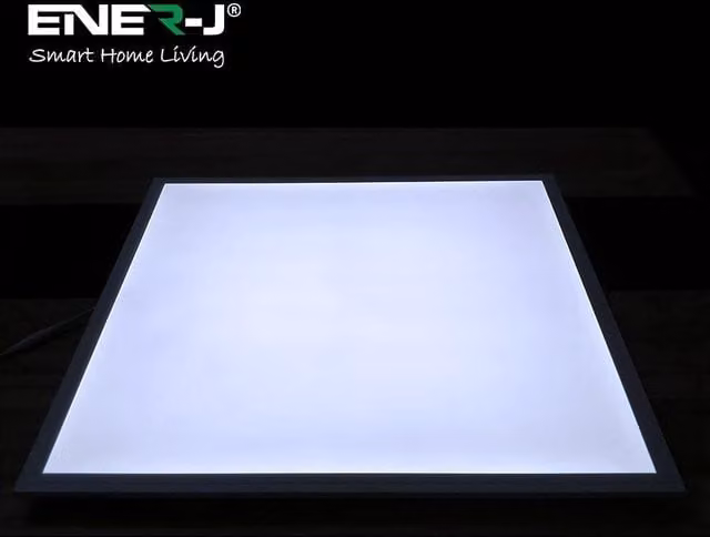 ENER-J Pack of 2 LED Backlit Recessed Ceiling Panel Lights, White, 40W, 4000K, 60 x 60 cm, H: 19 cm