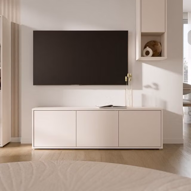 Furniture To Go Alice Springs Large Modern TV Cabinet with 3 Push-Open Doors in Sand