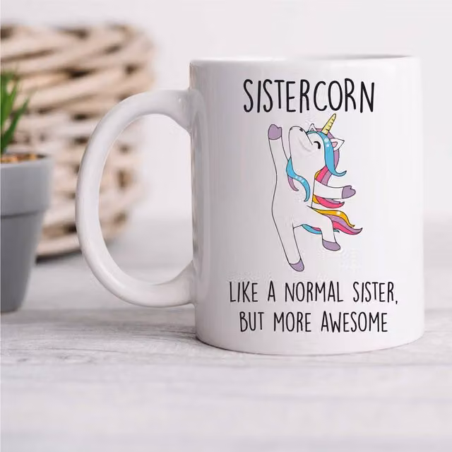 60 Second Makeover Sistercorn Ceramic Mug in White