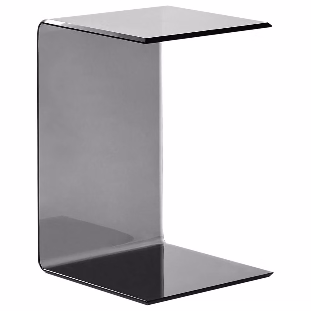 Wyld and Coco Cantilever Side End Table in Semi Transparent Black Tempered Glass, W/D/H: 40 x 40 x 61 cm – 2