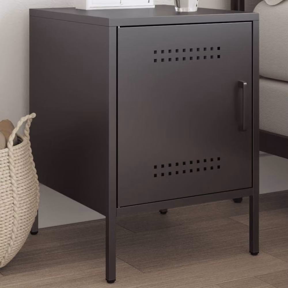 Berkfield Home Durable Metal Bedside Cabinet in Black, W/D/H: 39 x 39 x 50.5 cm – 2