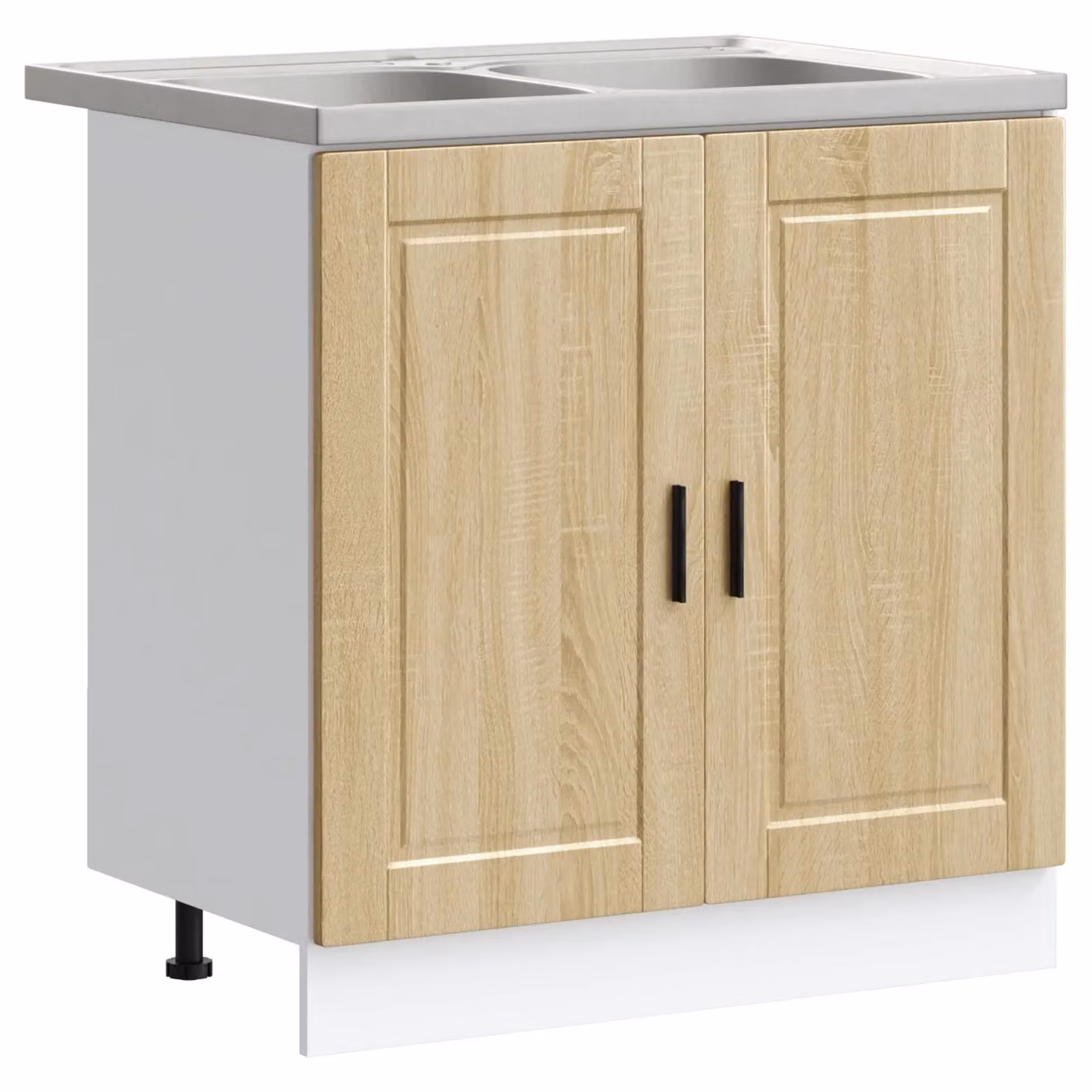 Berkfield Home Porto Sink Base Cabinet with Sink in Sonoma Oak and Beige, W/D/H: 80 x 46 x 84.5 cm
