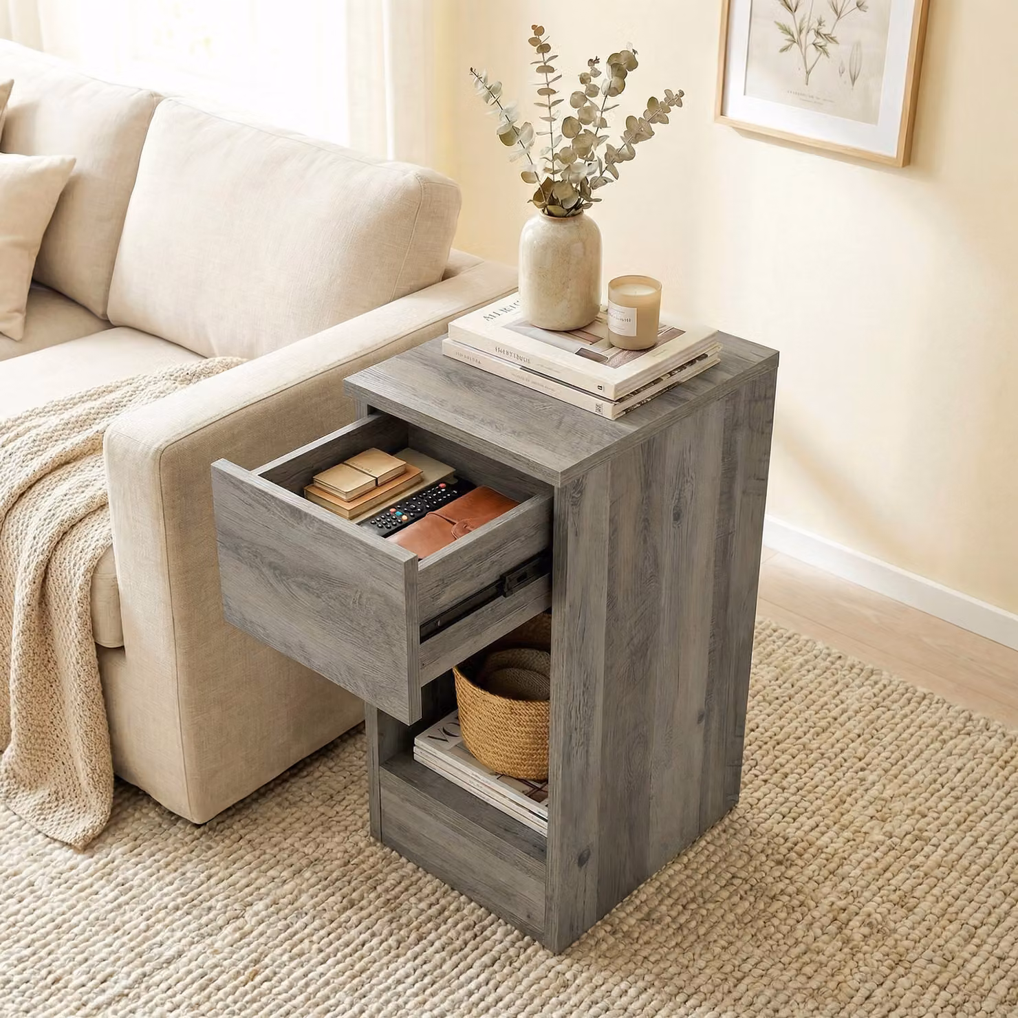 HOMCOM Set of Two Modern Grey Bedside Tables – 8