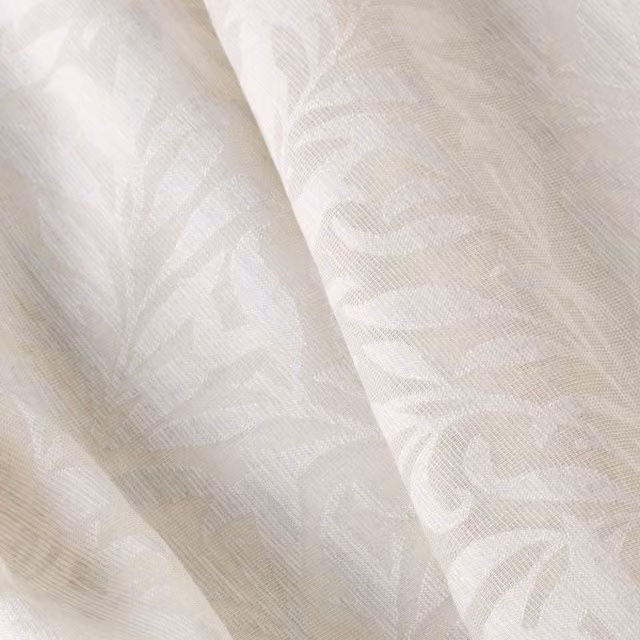 William Morris At Home Willow Bough Sheer Voile Floral Fabric in Oat Beige