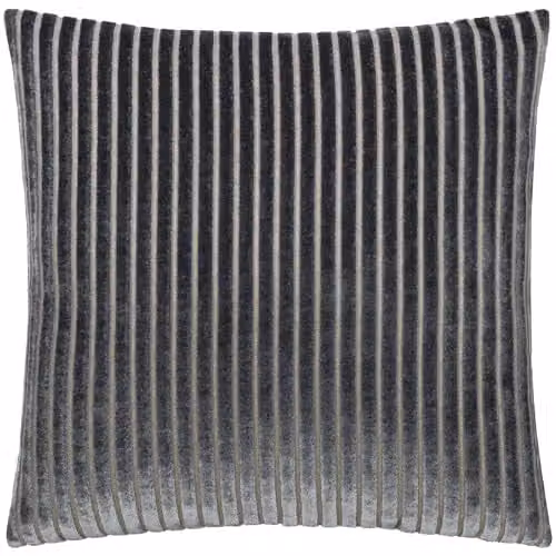 Paoletti Savoy Stripe Velvet Cushion in Grey, W/D/H: 50 x 50 x 50 cm
