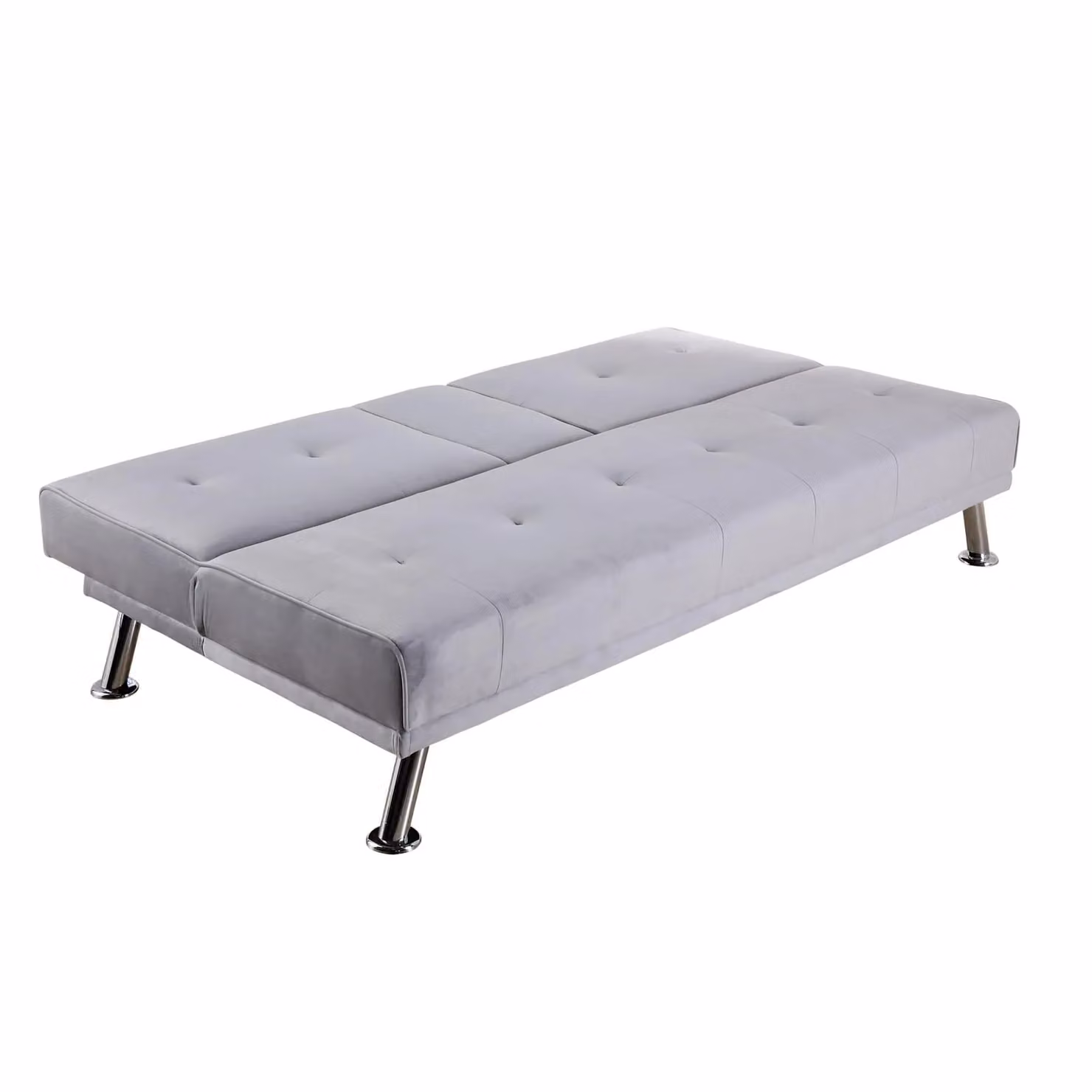 Home Source Double Sofa Bed in Light Grey Crushed Velvet with Metal Legs and Sleeping Function, 140 x 200 cm – 2