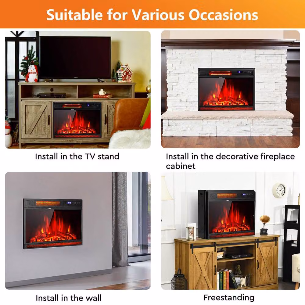 CASART Electric Fireplace Insert Infrared Heater with Remote Control, Black – 6