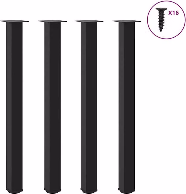 Berkfield Home Steel Coffee Table Legs, 4 Pieces, Black, Height: 110 cm – 1