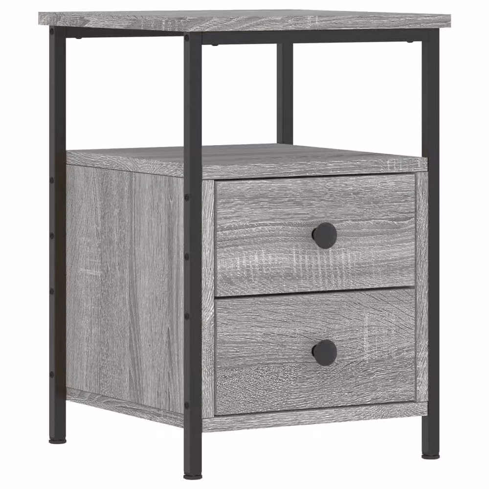 Berkfield Home Set of 2 Durable Bedside Cabinets in Grey Sonoma, W/D/H: 34 x 35.5 x 50 cm – 4