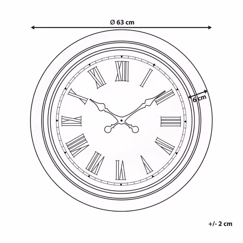 Wyld and Coco Vintage-Inspired Round Analog Wall Clock in Black, Diameter: 63 cm – 3