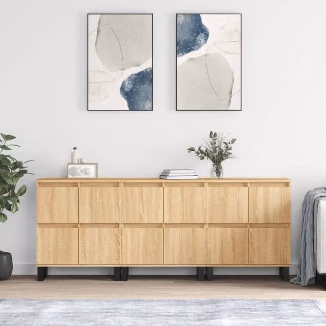 Berkfield Home 3-Piece Sonoma Oak Sideboard Set in Brown Engineered Wood – 1