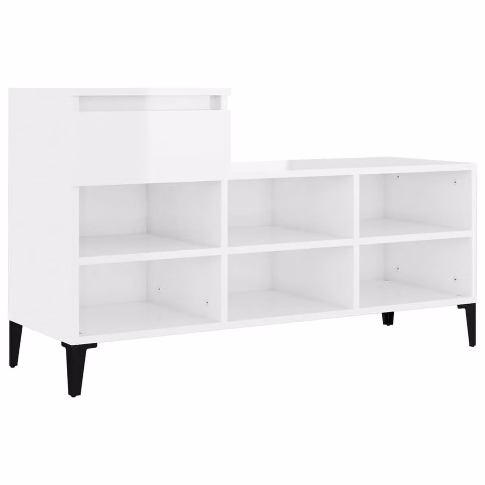 Berkfield Home High Gloss White Shoe Cabinet with Integrated Seat, W: 102 cm, D: 36 cm, H: 60 cm – 2