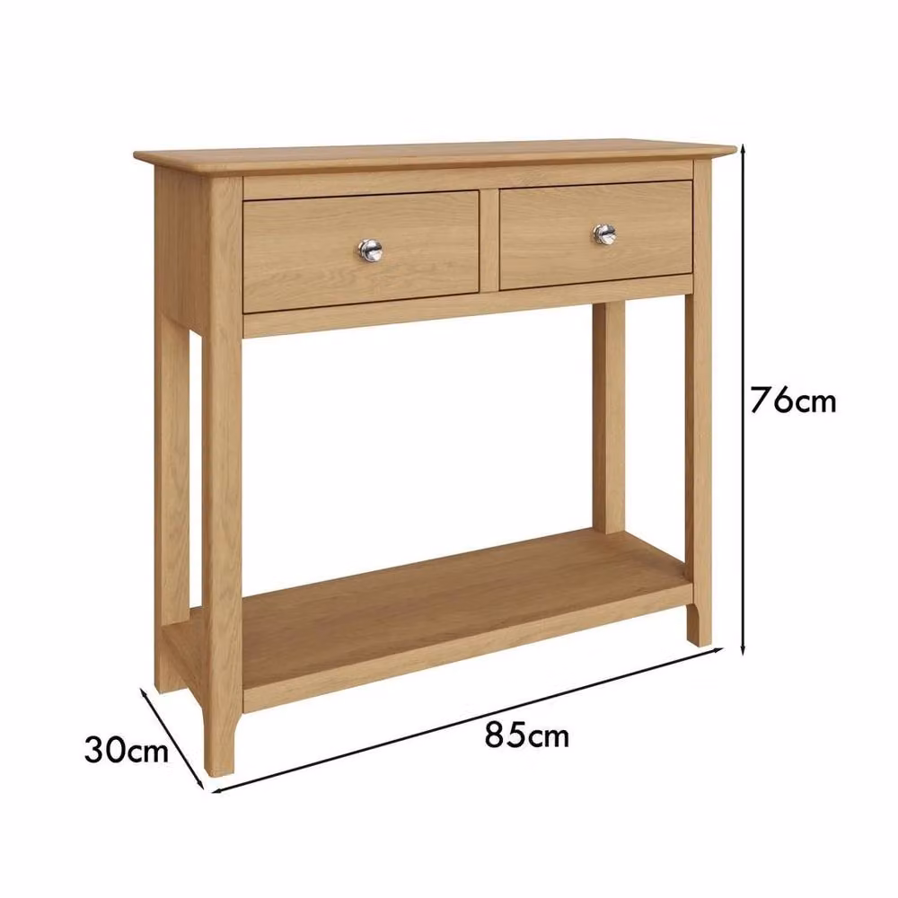 KORVIXA 2 Drawer Console Table in Natural Oak Finish, W/D/H: 100 x 100 x 100 cm – 2