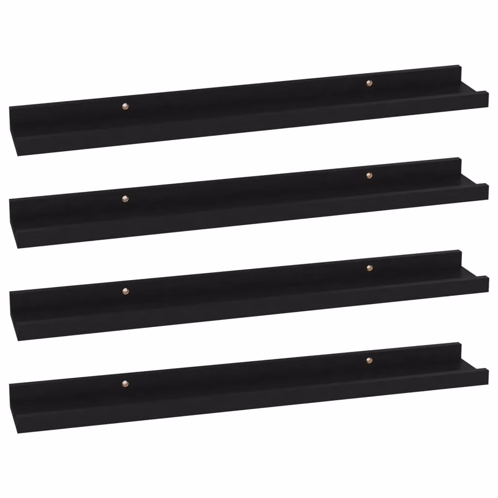Berkfield Home Set of 4 Wall Mounted Shelves, Black, W: 60 cm, D: 9 cm, H: 3 cm – 2