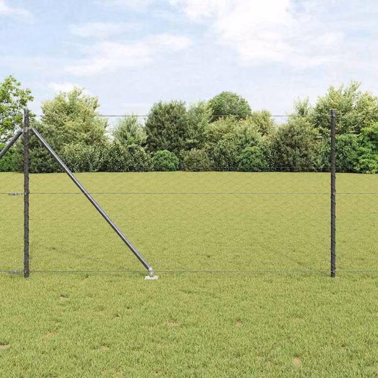 Berkfield Home Grey Powder-Coated Steel Hexagon In-Ground Fence, 1 x 50 m