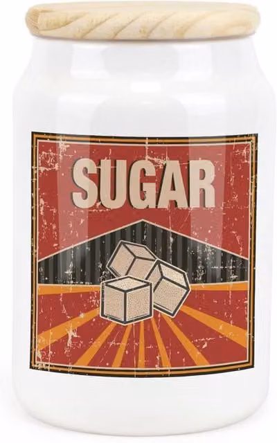 Purely Home Retro Drinks Ceramic Sugar Storage Canister in Red and White