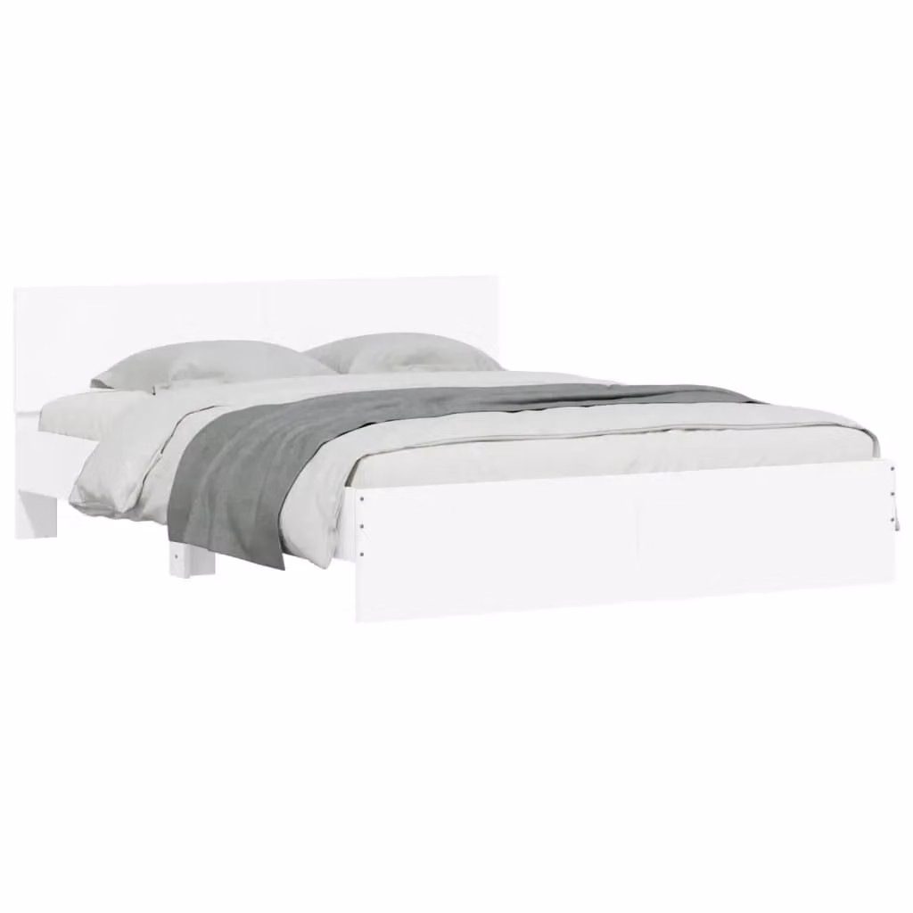 Berkfield Home Modern White Bed Frame with LED Under-Bed Lighting and USB Charging Port, W/D/H: 160 x 200 cm – 2