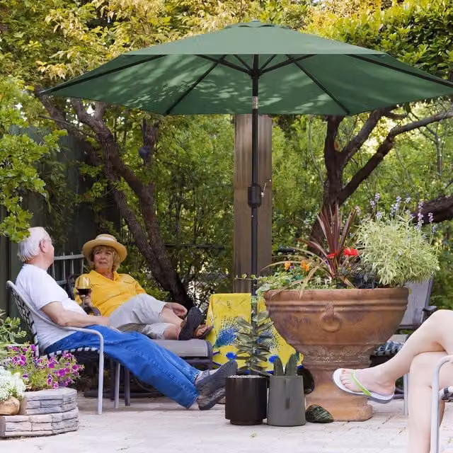 Outsunny 2.6m Garden Parasol Umbrella with Aluminium Pole and Tilt Function in Dark Green
