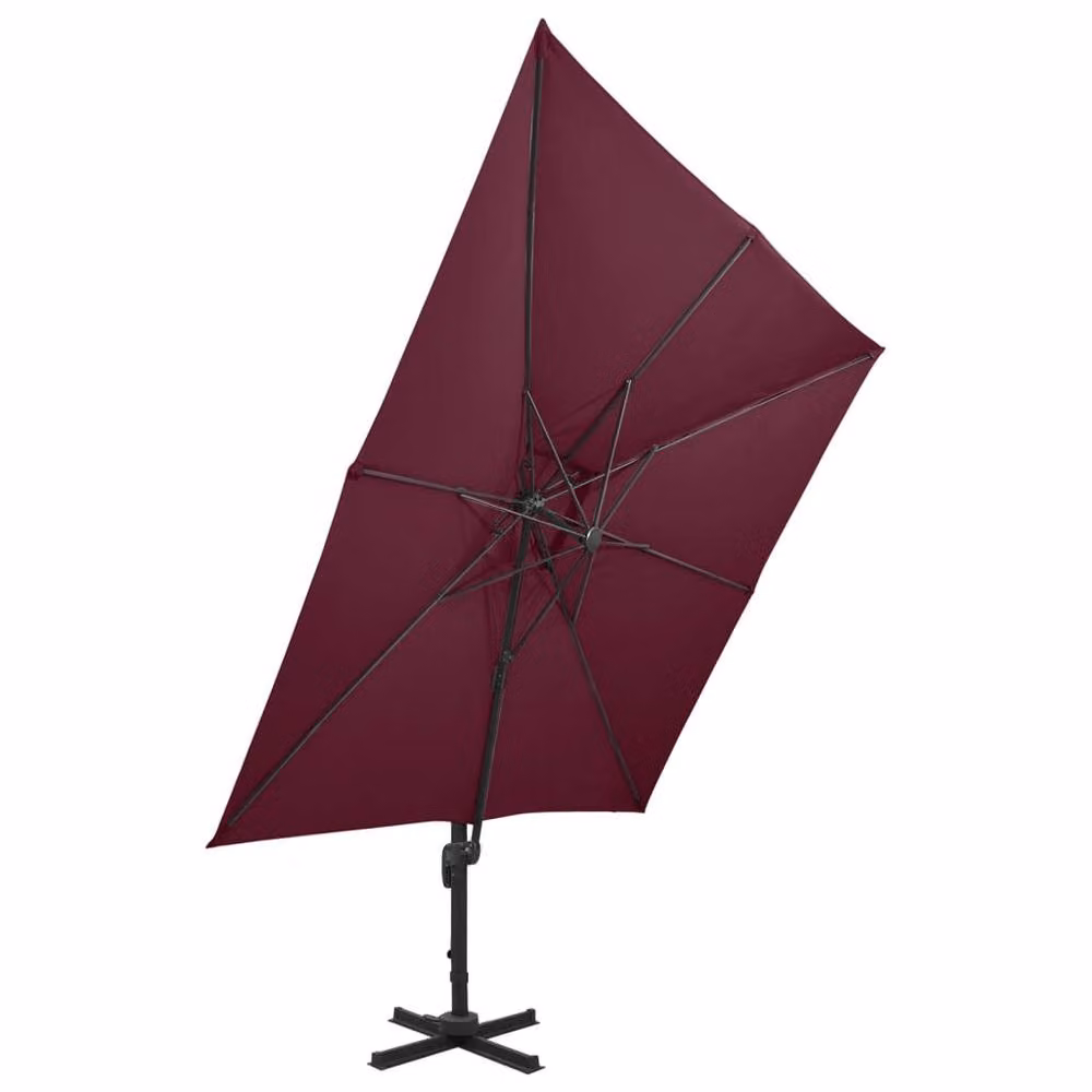 Berkfield Home Cantilever Umbrella with Double Top in Bordeaux Red, W/D: 300 x 300 cm – 2