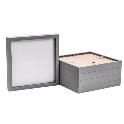 Nicola Spring 3D Shadow Box Photo Frames, Grey, Pack of 5, W/D/H: 25 x 25 x 25.4 cm