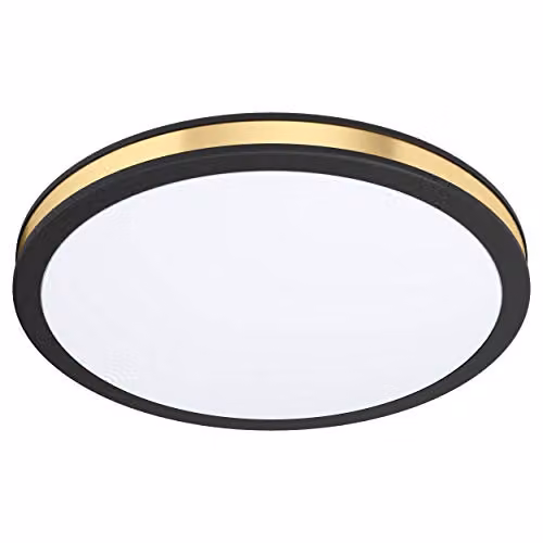 Loops Modern LED Wall and Ceiling Light in Black with White and Gold/Brass Shade – 1
