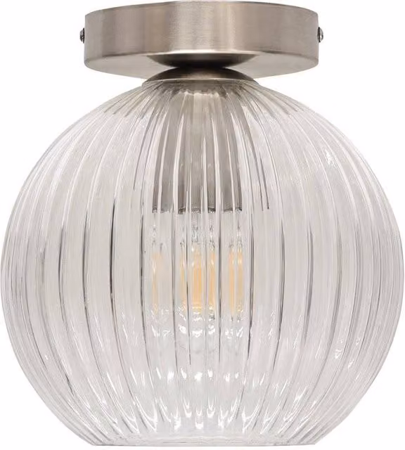 First Choice Lighting Betchley Modern Ceiling Light Fitting with Transparent Glass Sphere and Silver Metal Finish – 1