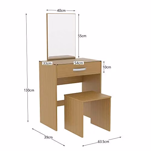 Vida Designs Isla Dressing Table with Mirror and Stool Set in Pine – 4