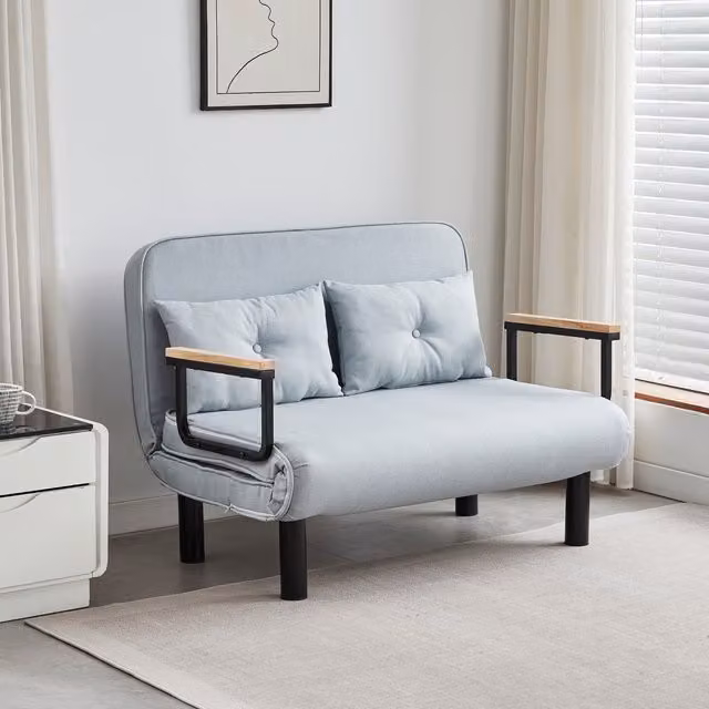 MCC Direct 4-in-1 Folding Double Sofa Bed Convertible Lounge Chair and Sleeper Armchair in Light Grey