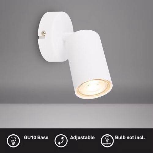 Briloner Set of 2 Adjustable Modern White Metal Wall Lights with GU10 Socket, W/D/H: 8 x 15.5 cm – 2