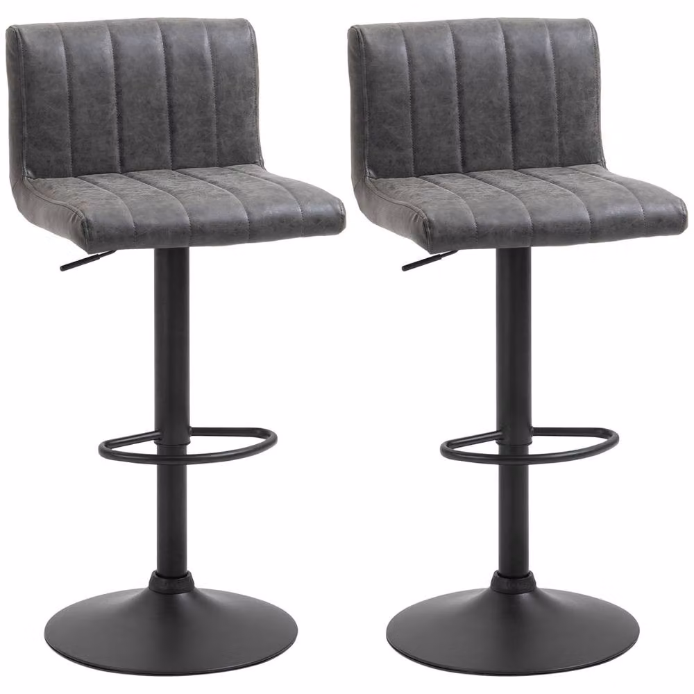 Wyld Haus Ralava Set of 2 Grey Faux Leather Adjustable Swivel Bar Stools – 2