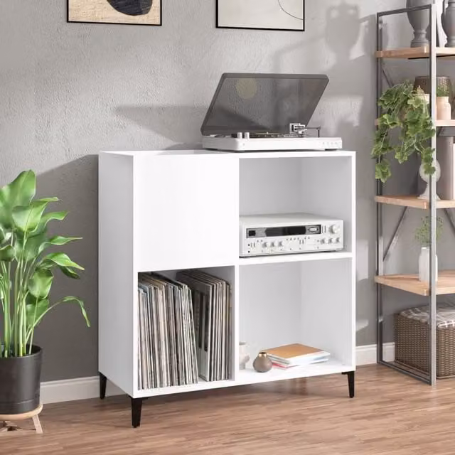 Berkfield Home Record Cabinet in White, W/D/H: 84.5 x 38 x 89 cm – 1
