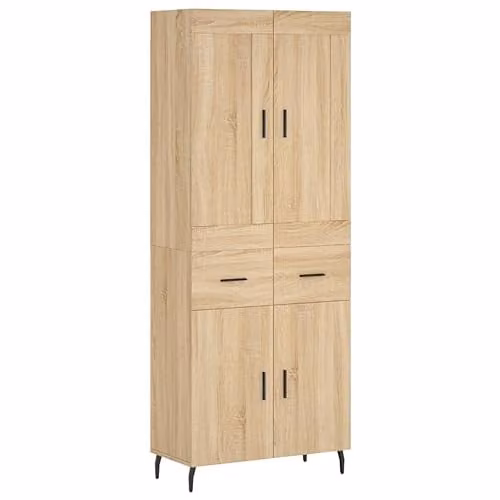 vidaXL Industrial Style Highboard Sideboard in Sonoma Oak and Brown with Drawers and Doors