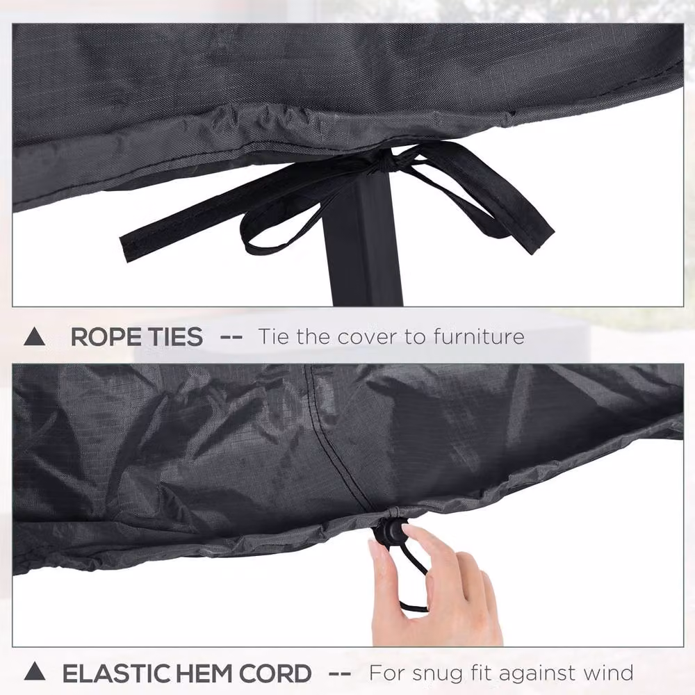 NESTLUNE Waterproof Grey Polyester Sofa Cover for 2/3 Seater Rattan Patio Furniture, W: 100 cm, D: 15 cm – 3