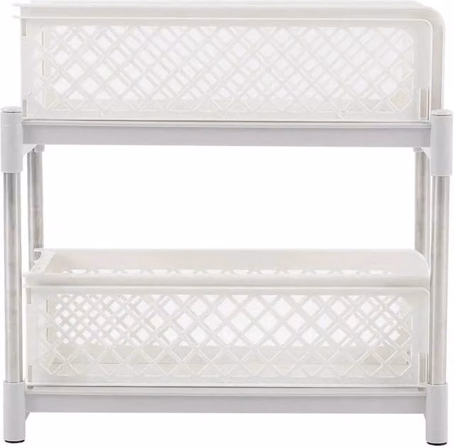 EONLION 2 Tier White Plastic Kitchen Spice Rack and Storage Shelf, Width: 100 cm – 1