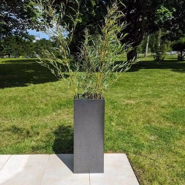Access Garden Products Tall Square Galvanised Steel Planter in Silver and Black, Height: 100 cm, Width: 40 cm