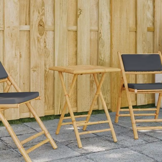 Berkfield Home Folding Bamboo Garden Table in Brown, W/D/H: 55 x 55 x 75 cm