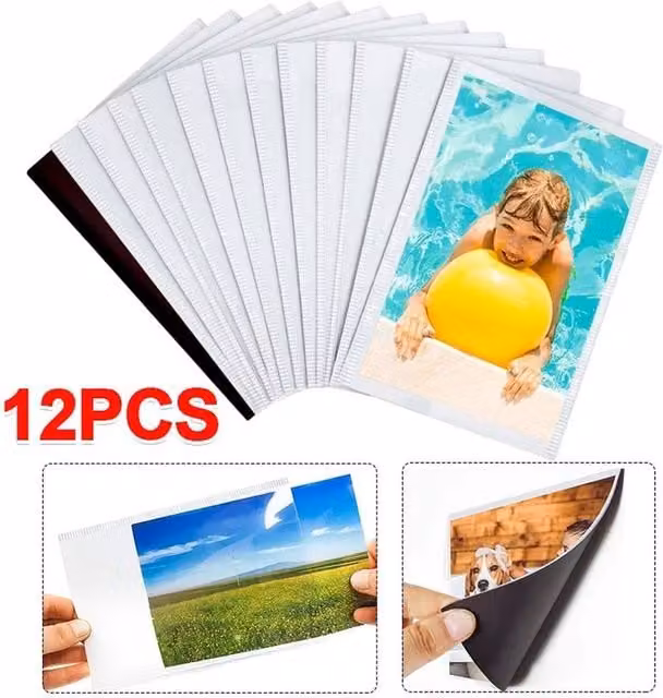 FLAVORA 12-Piece Hanging Photo Gallery Display Frame Set in White, Rectangular Plastic Picture Pockets for 10 x 15 cm Photos – 1