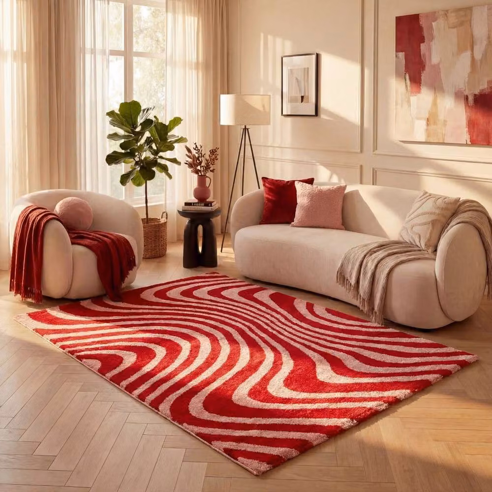 THE RUGS Joli Striped Soft and Dense Pile Pink Rectangular Rug, W: 200 cm, D: 290 cm – 6