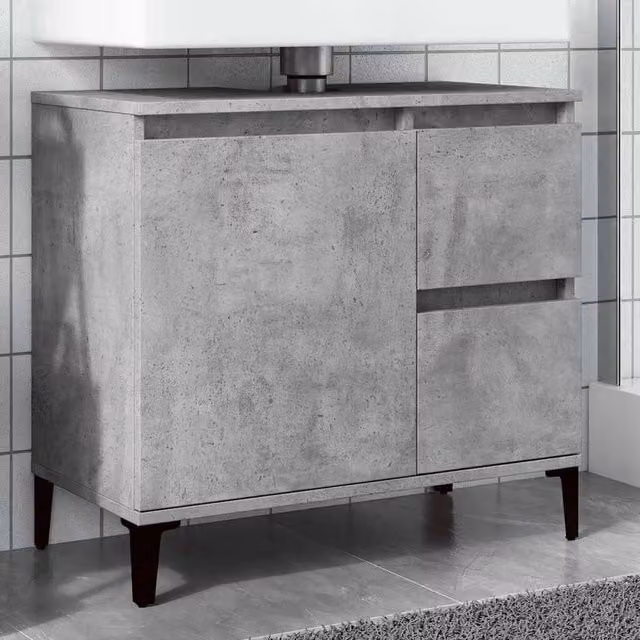 Berkfield Home Sink Cabinet in Concrete Grey, W/D/H: 65 x 33 x 60 cm