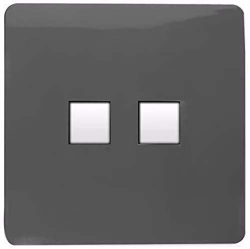 Trendi Switch Artistic Modern Glossy Tactile Telephone and Ethernet RJ45 Cat 5e/Cat 6 Socket in Anthracite