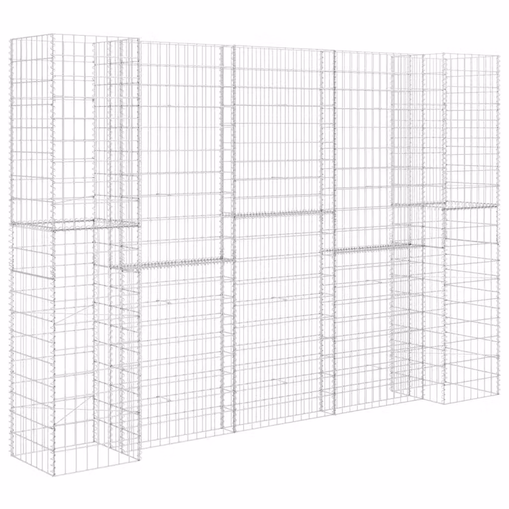 Berkfield Home H-Shaped Steel Wire Gabion Planter and Raised Bed in Silver, W/D/H: 260 x 40 x 180 cm – 2