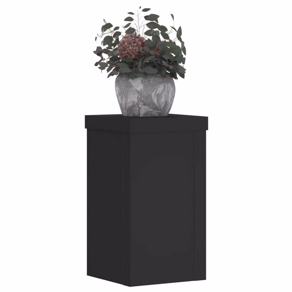 Berkfield Home Set of 2 Black Square Wood Plant Stands, W/D/H: 10 x 10 x 18 cm – 3