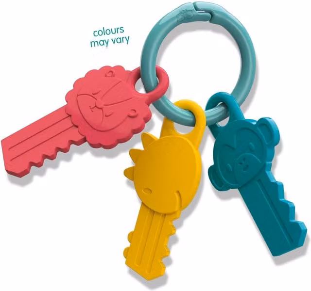 SES Sensory Play Keys in White and Blue with Animal Textures