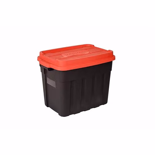 Keter Tuff Box 68L Stackable Storage Box with Lid in Black and Red, W/D/H: 60.5 x 40.1 x 25.8 cm – 1