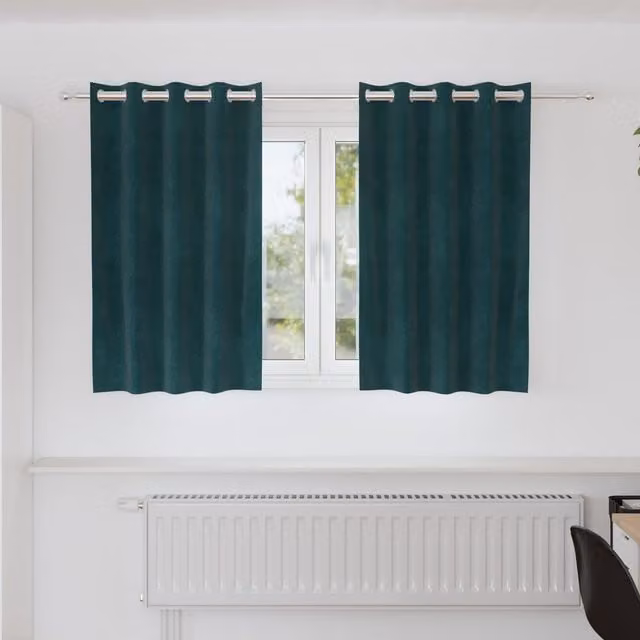 Berkfield Home Dark Green Velvet Blackout Eyelet Curtains, 2 Pack – 1