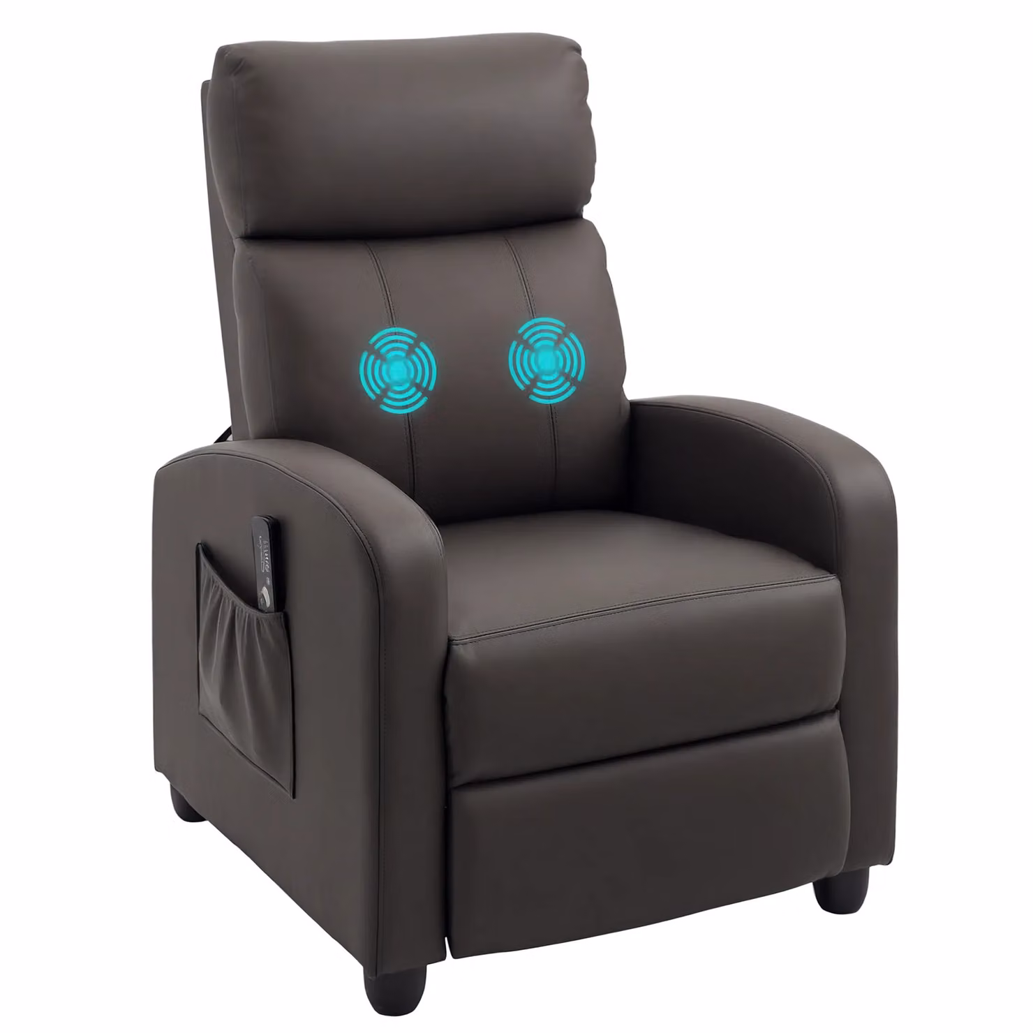 HOMCOM Brown PU Leather Massage Recliner Armchair with Remote Control – 2