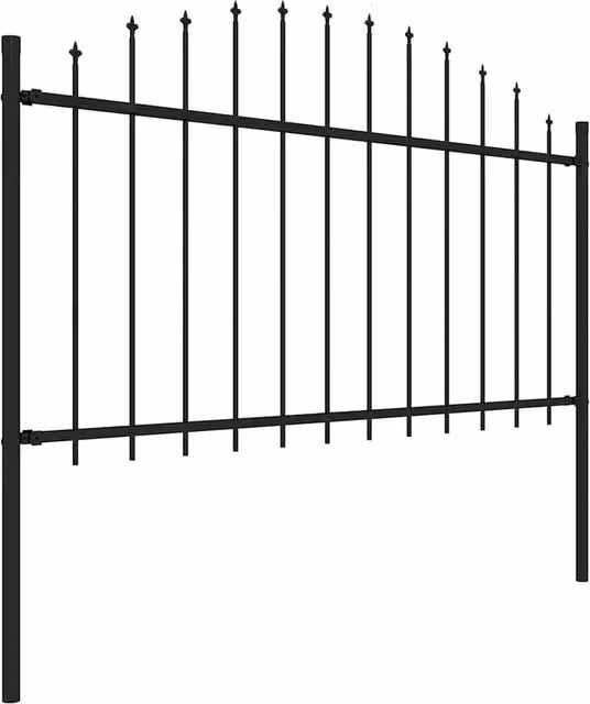 Berkfield Home Durable Steel Garden Fence with Spear Top in Black