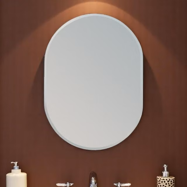 Lincoln Oval Frameless Wall Mounted Bathroom Mirror in Silver