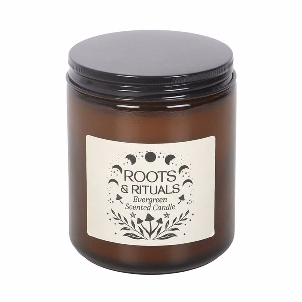 Uniqueful Roots & Rituals Evergreen Amber Glass Candle in Brown – 3