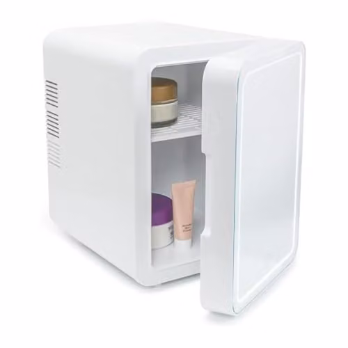 ValueLights Mini Beauty Fridge with LED Mirror and Dimmable Lights, 4L Portable White Cosmetic Refrigerator – 1